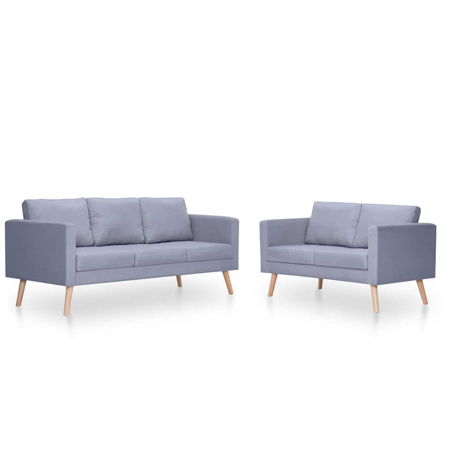 Sofa Set 2-Seater and 3-Seater Fabric Light Grey