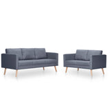 Sofa Set 2-Seater and 3-Seater Fabric Dark Grey - Front View