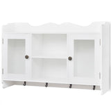 Wall Cabinet Display Shelf Book/DVD/Glass Storage White MDF