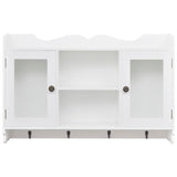 Wall Cabinet Display Shelf Book/DVD/Glass Storage White MDF - Side View