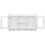 Wall Cabinet Display Shelf Book/DVD/Glass Storage White MDF