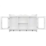 Wall Cabinet Display Shelf Book/DVD/Glass Storage White MDF - Top-Down View