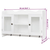 Wall Cabinet Display Shelf Book/DVD/Glass Storage White MDF