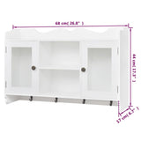 Wall Cabinet Display Shelf Book/DVD/Glass Storage White MDF - Low Angle