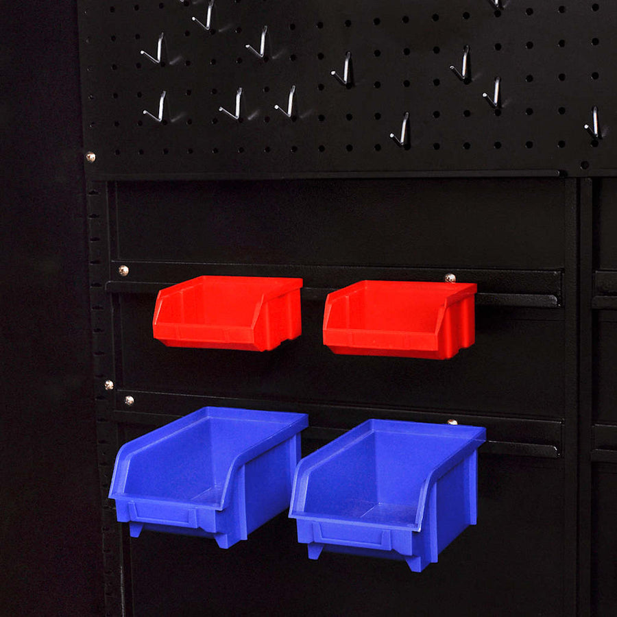 Metal Tool Storage Cabinet with Removable Tool Chest Black-red