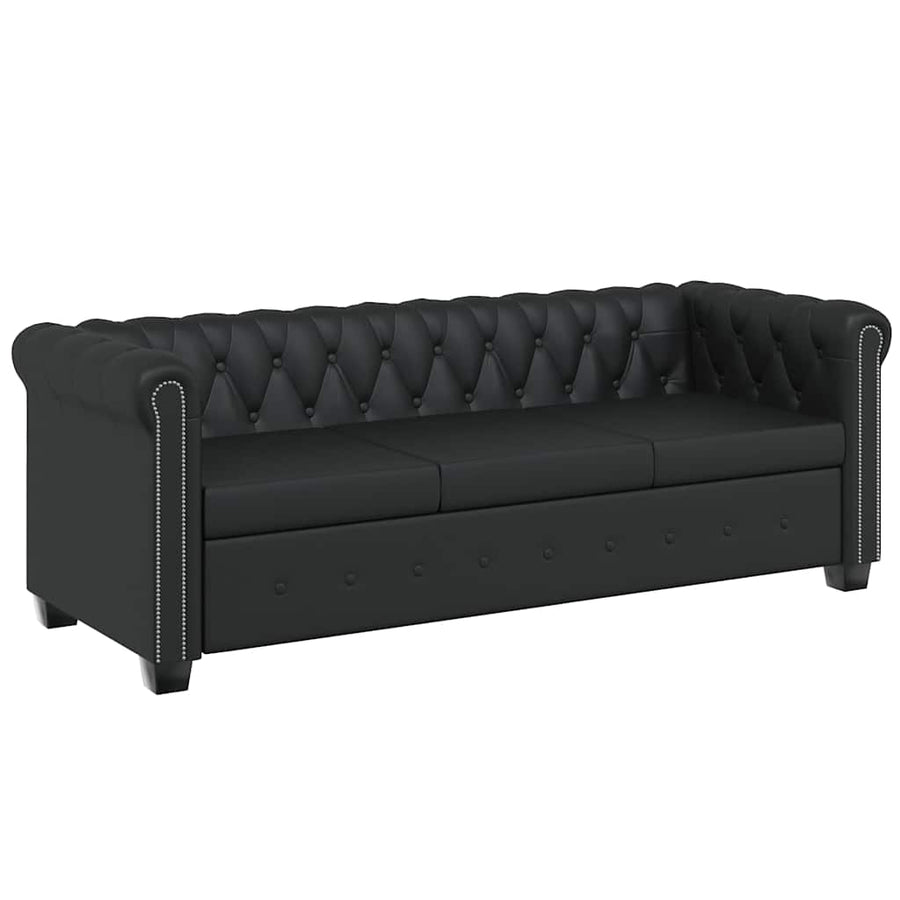 Chesterfield 2-Seater and 3-Seater Artificial Leather Black
