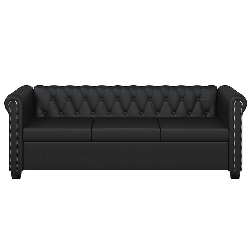 Chesterfield 2-Seater and 3-Seater Artificial Leather Black