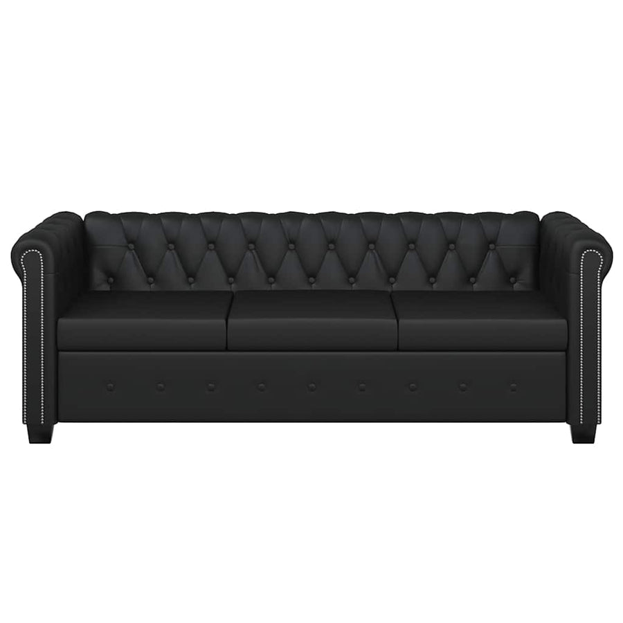 Chesterfield 2-Seater and 3-Seater Artificial Leather Black