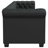 Chesterfield 2-Seater and 3-Seater Artificial Leather Black - Low Angle