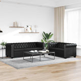 Chesterfield 2-Seater and 3-Seater Artificial Leather Black