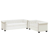Chesterfield 2-Seater and 3-Seater Artificial Leather White