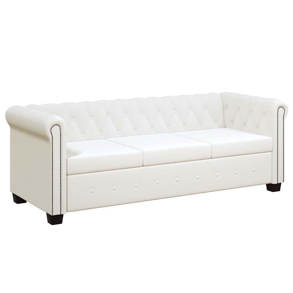 Chesterfield 2-Seater and 3-Seater Artificial Leather White