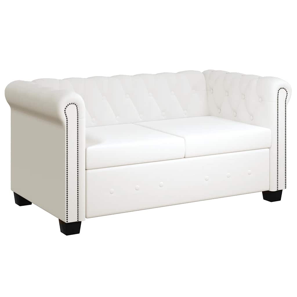 Chesterfield 2-Seater and 3-Seater Artificial Leather White