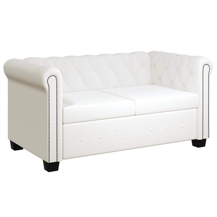 Chesterfield 2-Seater and 3-Seater Artificial Leather White