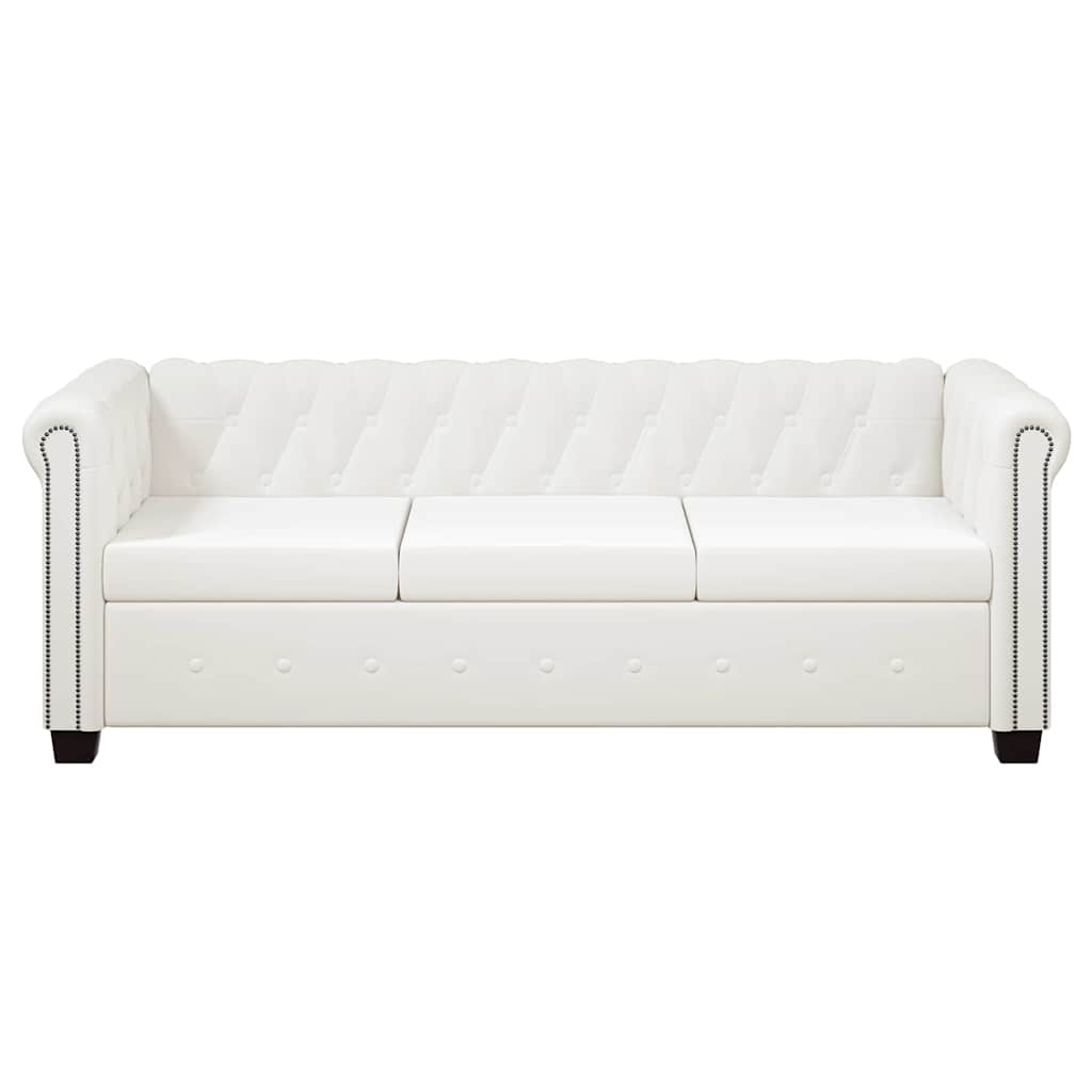 Chesterfield 2-Seater and 3-Seater Artificial Leather White