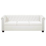 Chesterfield 2-Seater and 3-Seater Artificial Leather White - 45-Degree Angle