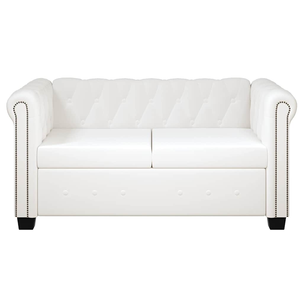 Chesterfield 2-Seater and 3-Seater Artificial Leather White