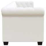Chesterfield 2-Seater and 3-Seater Artificial Leather White - Close-Up Angle