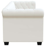 Chesterfield 2-Seater and 3-Seater Artificial Leather White - Low Angle
