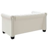 Chesterfield 2-Seater and 3-Seater Artificial Leather White