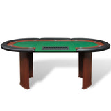 10-Player Poker Table with Dealer Area and Chip Tray Green - Front View
