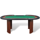 10-Player Poker Table with Dealer Area and Chip Tray Green - Side View