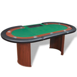 10-Player Poker Table with Dealer Area and Chip Tray Green - Top-Down View