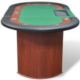 10-Player Poker Table with Dealer Area and Chip Tray Green - 45-Degree Angle