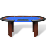 10-Player Poker Table with Dealer Area and Chip Tray Blue - Front View