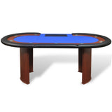 10-Player Poker Table with Dealer Area and Chip Tray Blue - Side View