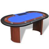 10-Player Poker Table with Dealer Area and Chip Tray Blue - Top-Down View