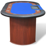 10-Player Poker Table with Dealer Area and Chip Tray Blue - 45-Degree Angle