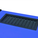 10-Player Poker Table with Dealer Area and Chip Tray Blue - Close-Up Angle