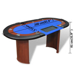 10-Player Poker Table with Dealer Area and Chip Tray Blue - Extra Image