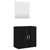 2 Piece Bathroom Furniture Set Black Engineered Wood - Front View