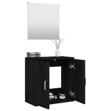 2 Piece Bathroom Furniture Set Black Engineered Wood
