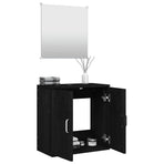 2 Piece Bathroom Furniture Set Black Engineered Wood