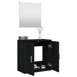 2 Piece Bathroom Furniture Set Black Engineered Wood - Side View