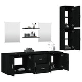 7 Piece Bathroom Furniture Set Black Engineered Wood