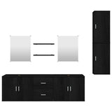 7 Piece Bathroom Furniture Set Black Engineered Wood - Top-Down View