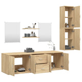 7 Piece Bathroom Furniture Set Oak Engineered Wood - Side View