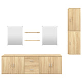7 Piece Bathroom Furniture Set Oak Engineered Wood - Top-Down View