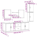 7 Piece Bathroom Furniture Set Oak Engineered Wood