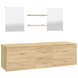 5 Piece Bathroom Furniture Set Oak Engineered Wood - Front View