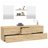 5 Piece Bathroom Furniture Set Oak Engineered Wood - Side View