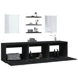 6 Piece Bathroom Furniture Set Black Engineered Wood - Side View