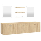 6 Piece Bathroom Furniture Set Oak Engineered Wood - Front View