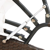 Outdoor Lounge Bed with Canopy Poly Rattan Brown - Top-Down View