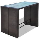 7 Piece Garden Bar Set with Cushions Poly Rattan Brown - Rear View