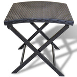 Folding Stool Poly Rattan Black - Front View